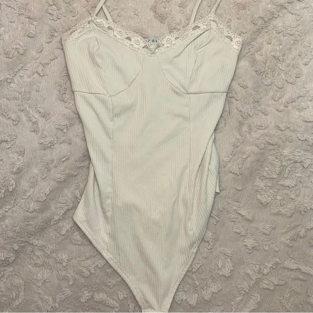 White laced body suit